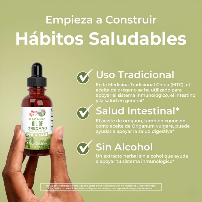 Aceite de Orégano Orgánico, Liquido 30 ml (1 fl oz), MaryRuth's