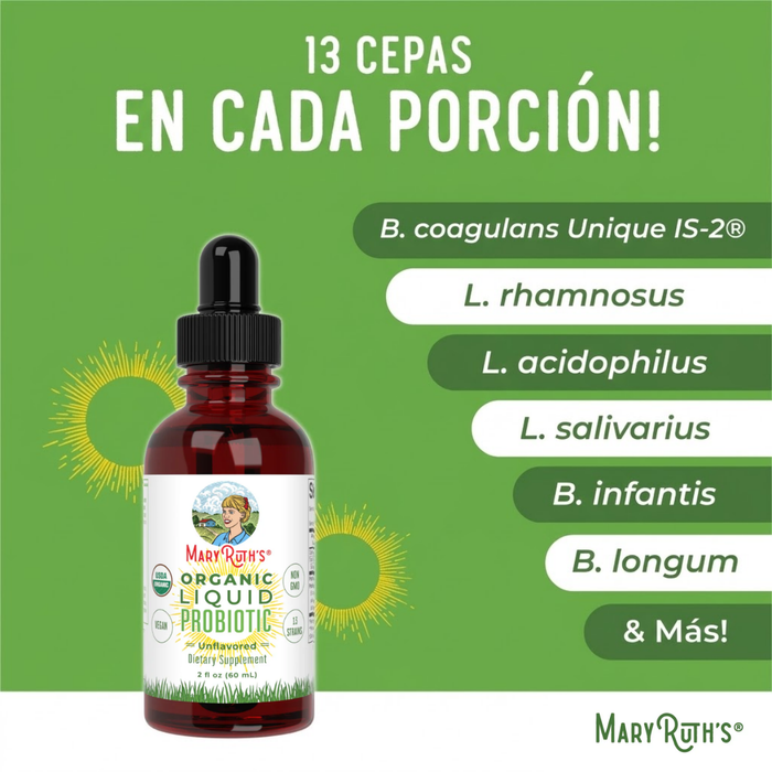 Probiótico Orgánico Líquido para la Salud Intestinal (60 ml / 2 fl oz) | Mary Ruth's