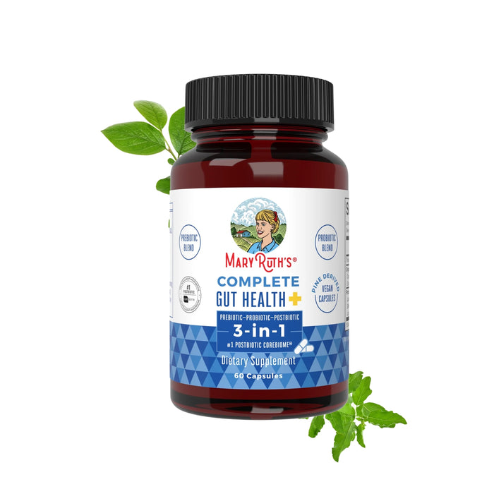 3 en 1 Salud Intestinal Completa, Prebiotico Probiotico y Postbiotico (60 capsules), Mary Ruth's