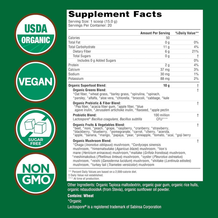 Apoyo Inmunológico Super Greens Fórmula Alcalinizada Country Farms® (300 g), Windmill