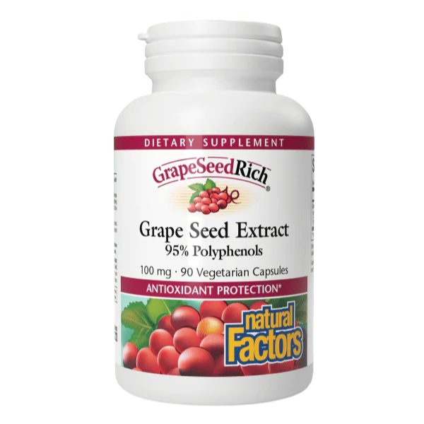 Extracto de Semilla de Uva 100 mg GrapeSeedRich® (90 veg caps), Natural Factors