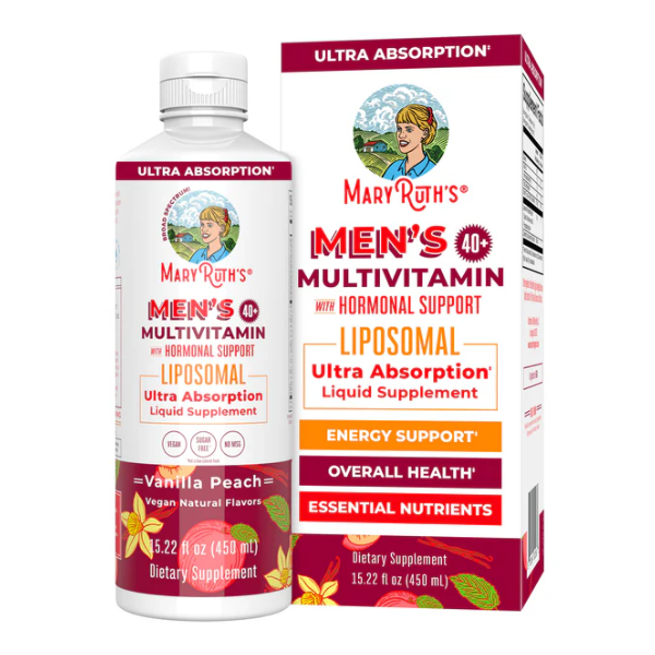 Multivitaminico Liposomal 40+ para Hombres Sabor Vainilla Durazno, Liquido 450 ml (15.22 fl oz), Mary Ruth's