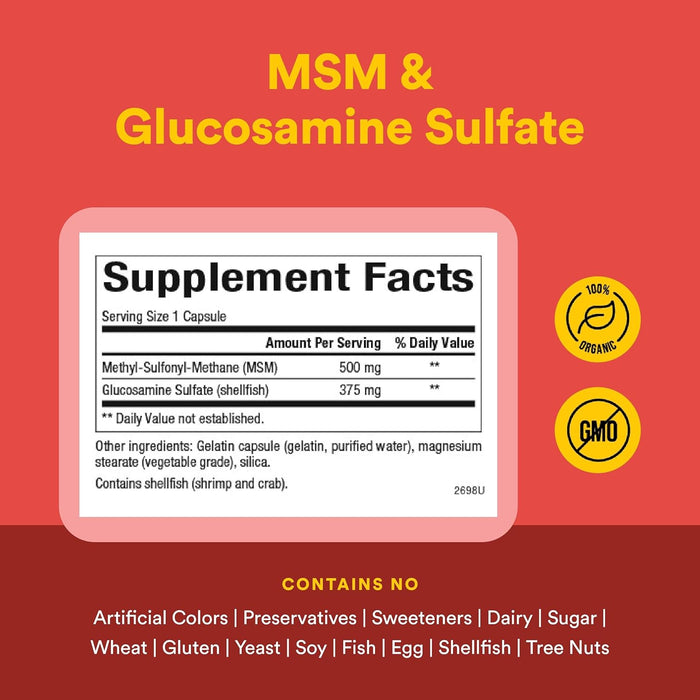 MSM y Sulfato de Glucosamina (180 caps), Natural Factors