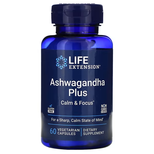 Ashwagandha Plus, Calma y Concentración (60 veg caps), Life Extension