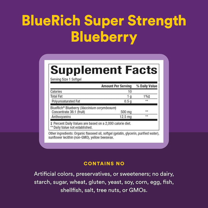 Concentrado de Arándano de Máxima Potencia 500 mg BlueRich® (90 softels), Natural Factors