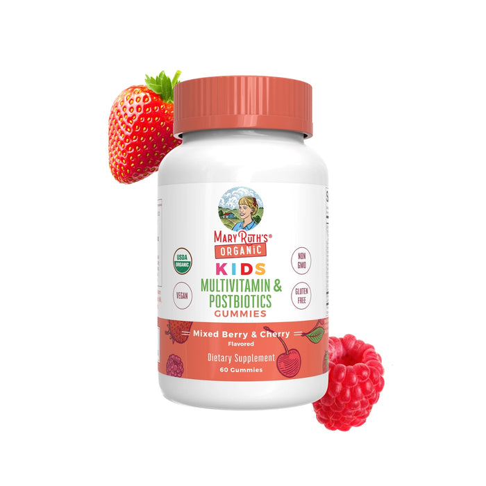 Multivitaminico Organico + Postbioticas para Niños sabor fresa.(60 gomitas), Mary Ruth´s