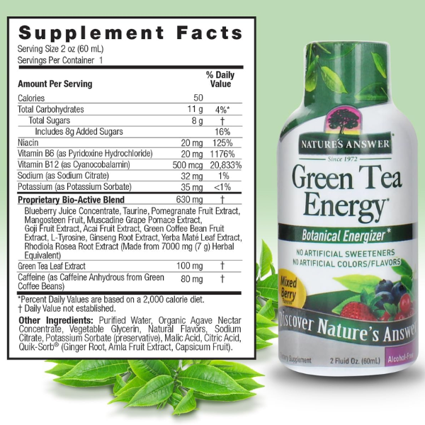 Shot Energético de Te Verde (2 oz 60 ml), Nature's Answer