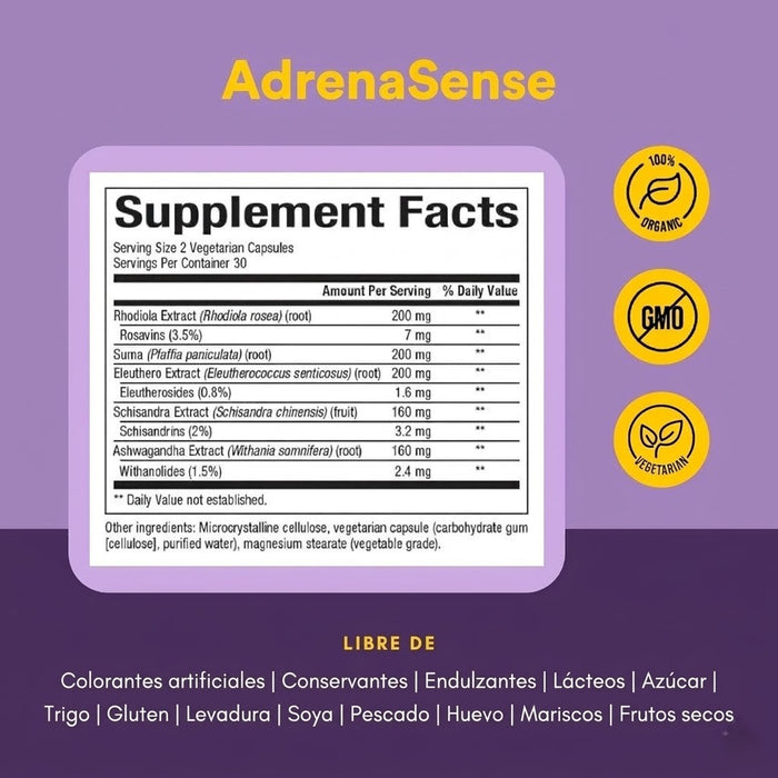 AdrenaSense® con Adaptógenos para la Salud Suprarrenal Femenina (60 cápsulas) | Natural Factors