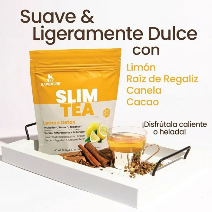 Té Adelgazante de Rápida Acción Slim Tea Rapid Fire® Sabor Limón (14 pzs), Windmill
