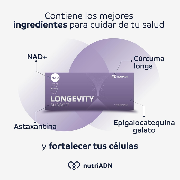 Longevity Support para la Salud Celular y Longevidad (90 cápsulas) | NutriADN