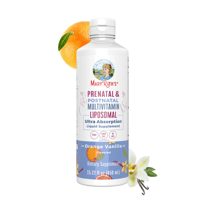 Multivitaminico Liposomal Prenatal y Postnatal Sabor Naranja Vainilla, Liposomal 450 ml (15.22 fl oz), Mary Ruth's