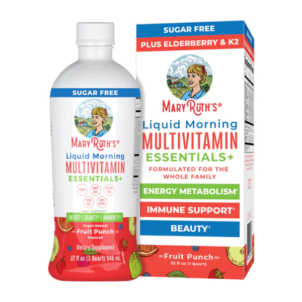 Multivitaminico Matutino Sabor Ponche de Frutas sin Azucar, Liquido 946 ml (32 fl oz), Mary Ruth's