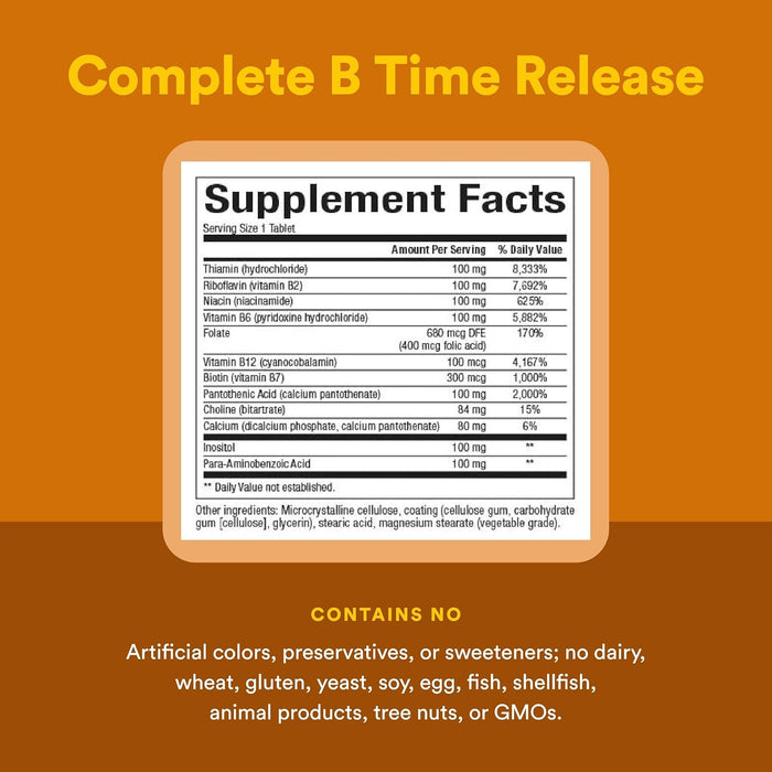 Completo B 100 mg Time Release (90 tabs), Natural Factors