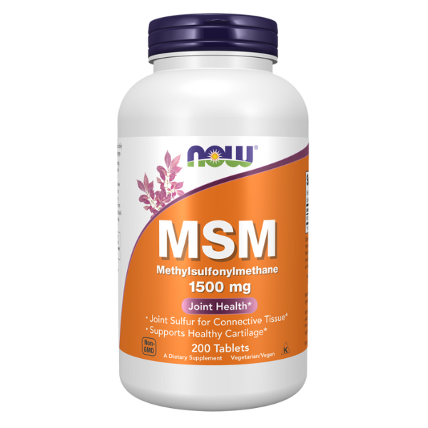 MSM 1,500 mg para la Salud de Articulaciones y Cartílagos (200 tabletas) | NOW