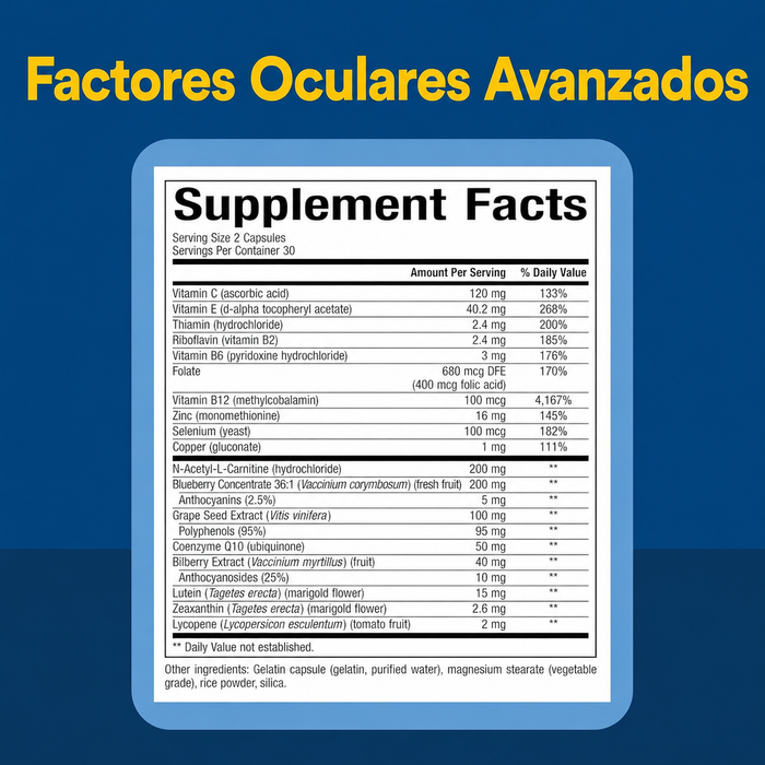 Advanced Eye Factors® w/ 7.5 mg Luteina, Apoyo Vista (60 caps), Natural Factors