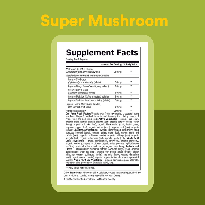 Super Hongo para Sistema Inmune  Whole Earth & Sea® (30 veg caps), Natural Factors