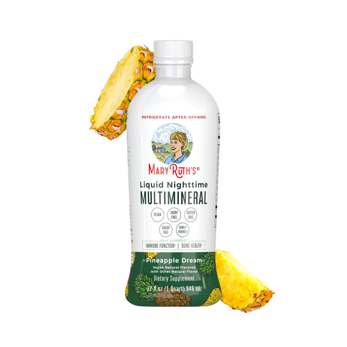Multimineral Nocturno Sabor Piña, Liquido 946 ml (32 fl oz), Mary Ruth's