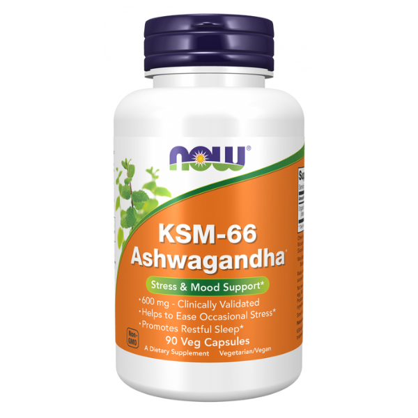 KSM-66 Ashwagandha®  600 mg (90 veg caps), Ayuda contra el estres, Now