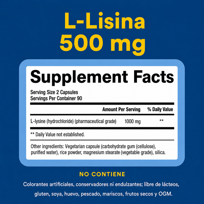 L-Lisina 500 mg (90 vcap), Natural Factors