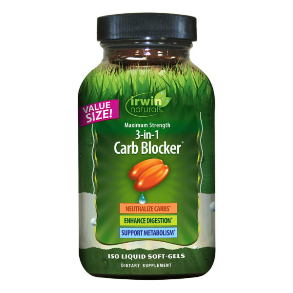 3 en 1 Bloqueador de Carbohidratos MAX (150 softels), Irwin Naturals