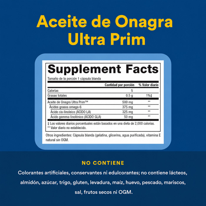Aceite de Onagra con GLA Ultra Prim™ OmegaFactors® 500 mg (180 softgels), Natural Factors