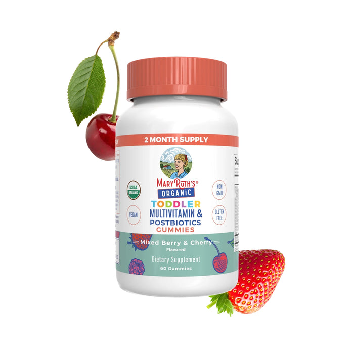 Multivitaminico y Postbiotico para Niños, Sabor Moras y Cereza (60 gomitas), Mary Ruth´s