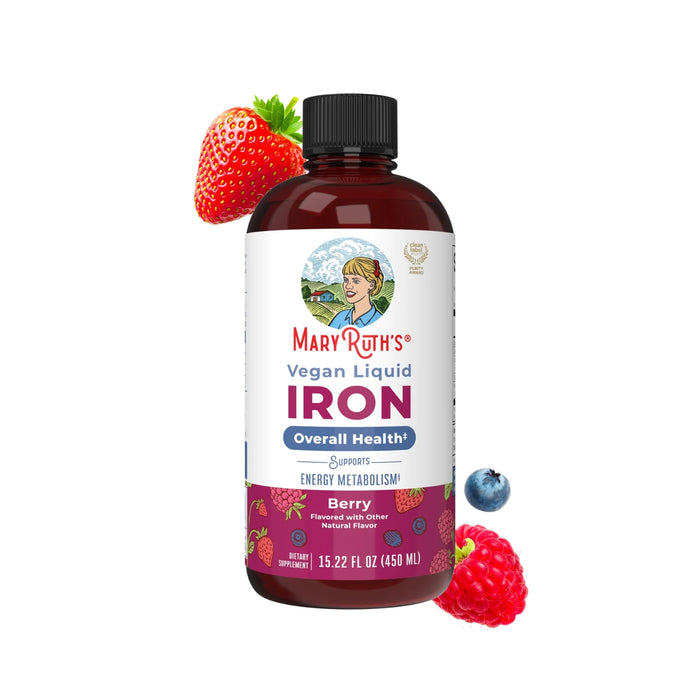 Hierro Prenatal y Posnatal Sabor Frutos Rojos, Liquido 450 ml (15.22 fl oz), Mary Ruth's