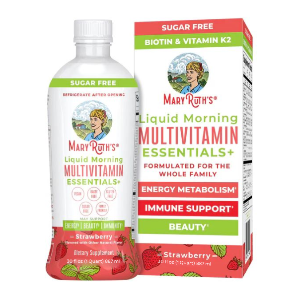 Multivitaminico Matutino Essentials+ Sabor Fresa, Liquido (30 fl oz 887 ml), Mary Ruth's