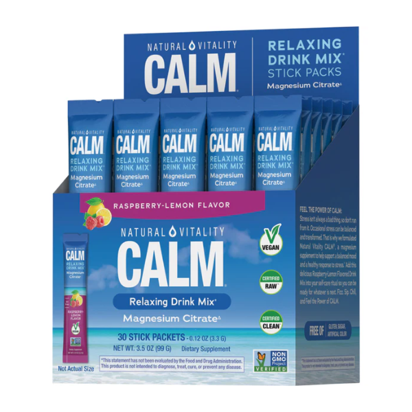 CALM Citrato de Magnesio polvo, sabor Limonada de Frambuensa (30sobres), Natural Vitality