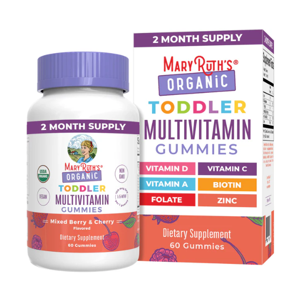 Multivitaminico Organico para Niños Sabor Moras y Cereza (60 gomitas), Mary Ruth's