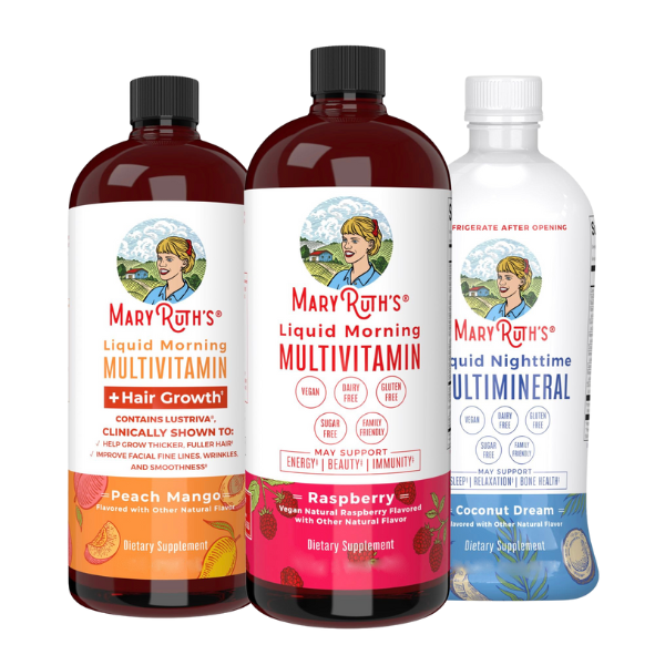 KIT#6 Multivitaminico Matutino (30oz) + Multimineral Nocturno (30oz) + Multivitaminico Matutino con Crecimiento del Cabello (30oz), Mary Ruth's