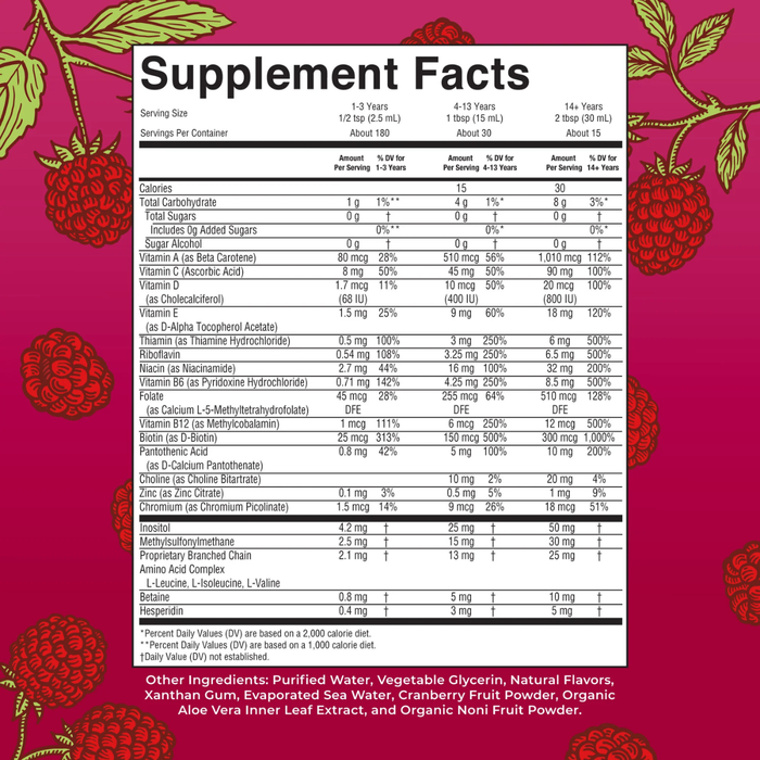 Multivitaminico Matutino Sabor Frambuesa, Liquido 450 ml (15.22 fl oz), Mary Ruth's