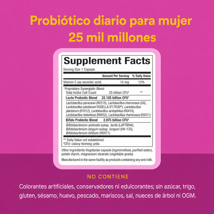 Ultimate Probioticos para Mujeres de Uso Diario 25 Billones (30 vcap), Natural Factors
