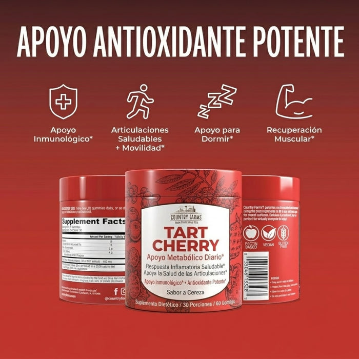 Apoyo a Articulaciones Tart Cherry Sabor Cereza Country Farms® (60 gomitas), Windmill