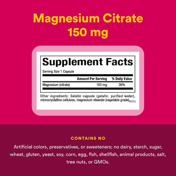 Citrato de Magnesio 150 mg (180 caps), Natural Factors