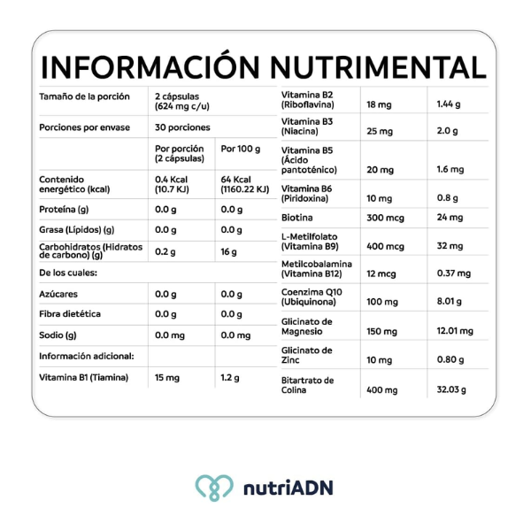 Complejo B, Energía y Claridad Mental (60 caps), NutriADN