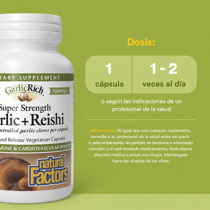 Ajo + Reishi Super Fuerza GarlicRich® (120 vcap), Natural Factors