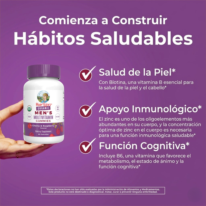 Multivitamínico Orgánico Para Hombres Sabor Cereza (60 gomitas), MaryRuth's