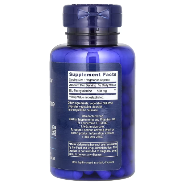 Estado de Animo D,L-Fenilalanina 500 mg (100 veg caps), Life Extension