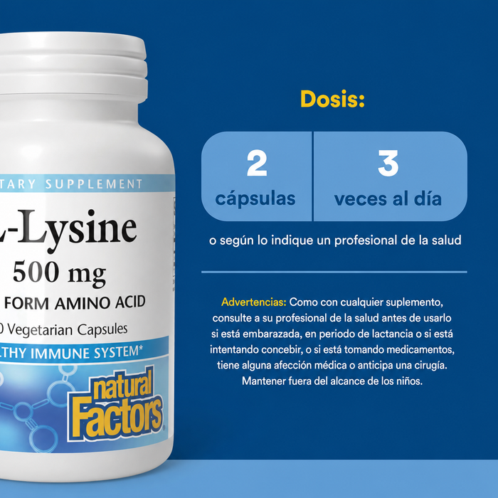 L-Lisina 500 mg (90 vcap), Natural Factors