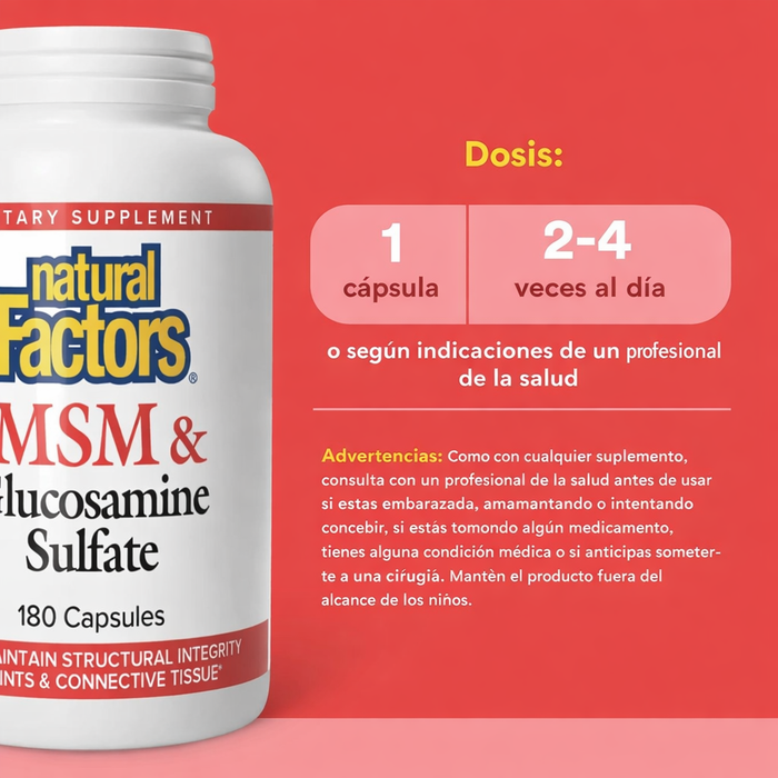MSM y Sulfato de Glucosamina (180 caps), Natural Factors