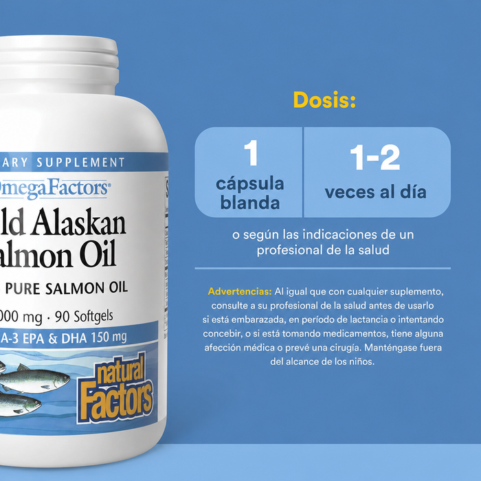 Aceite de Salmon Salvaje de Alaska 1,000 mg OmegaFactors® (90 softgels), Natural Factors