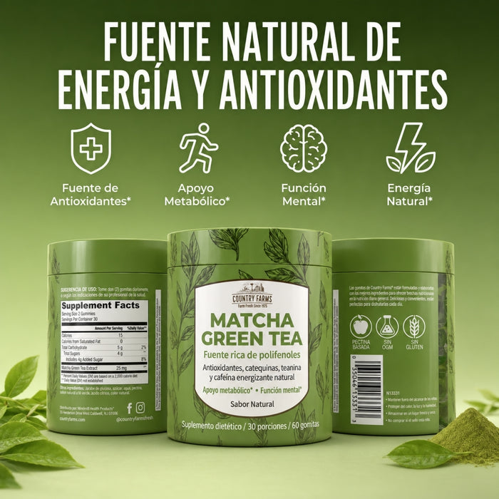 Matcha Antioxidantes Sabor Matcha Country Farms® (60 gomitas), Windmill