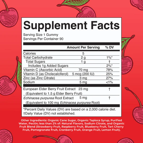 Inmunidad Sabor Cereza (90 gomitas), Mary Ruth´s