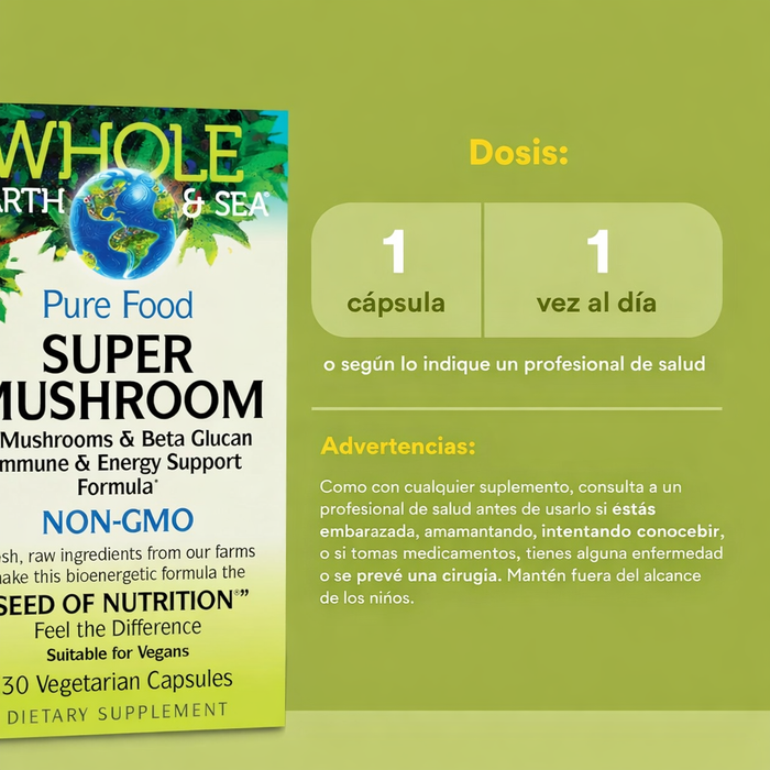 Super Hongo para Sistema Inmune  Whole Earth & Sea® (30 veg caps), Natural Factors