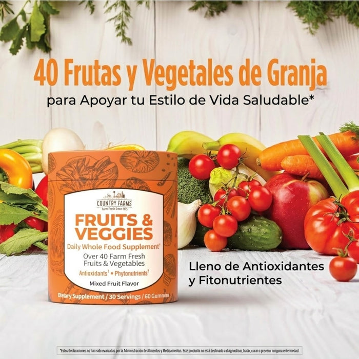 Frutas y Verduras Apoyo Inmunológico Sabor Frutal Country Farms® (60 gomitas), Windmill