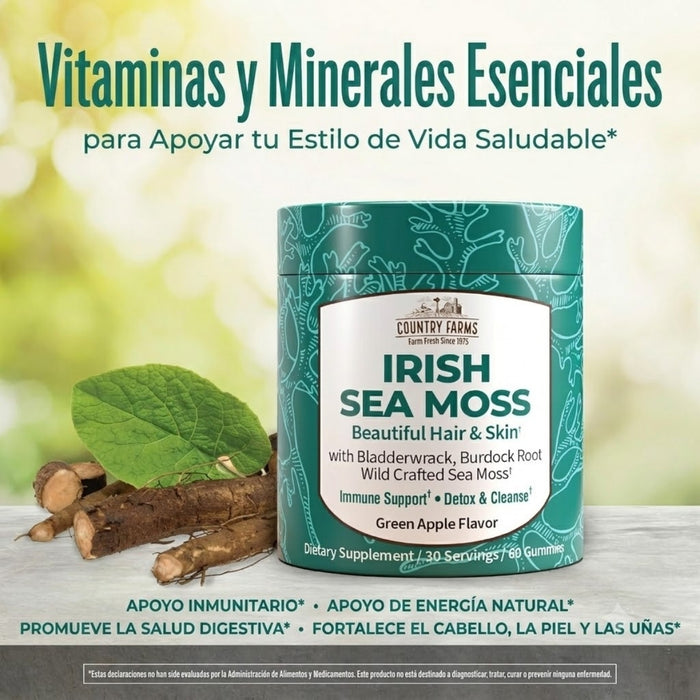 Musgo Marino Irlandés Sabor Manzana Verde Country Farms® (60 gomitas), Windmill