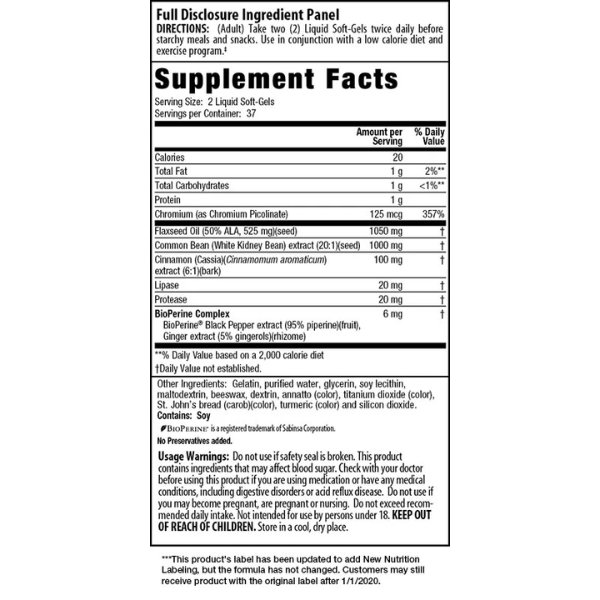Bloqueador de Carbohidratos 3 en 1 de Maxima Potencia (75 softgels), Irwin Naturals