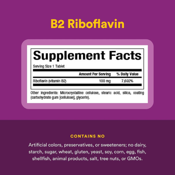 B2 Riboflavina 100 mg (90 tabs), Natural Factors