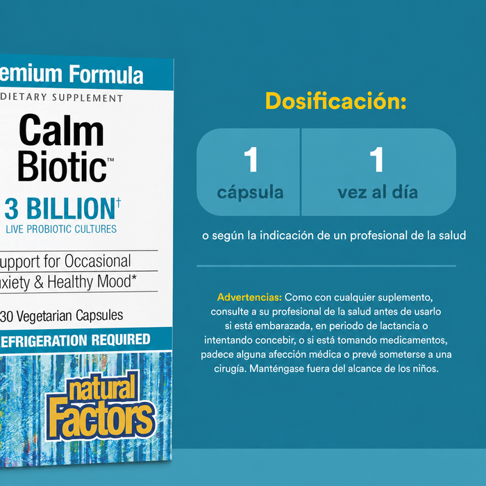 Probiotico para el Estres CalmBiotic® 3 Billones (30 vcap), Natural Factors